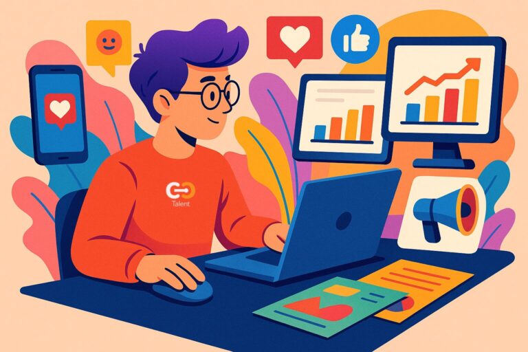 A frustrated Australian business owner at a desk, symbolizing the digital marketing talent crisis.