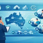 Australian accounting partner reviewing cybersecurity and data sovereignty protocols for offshore accounting staff on a digital dashboard